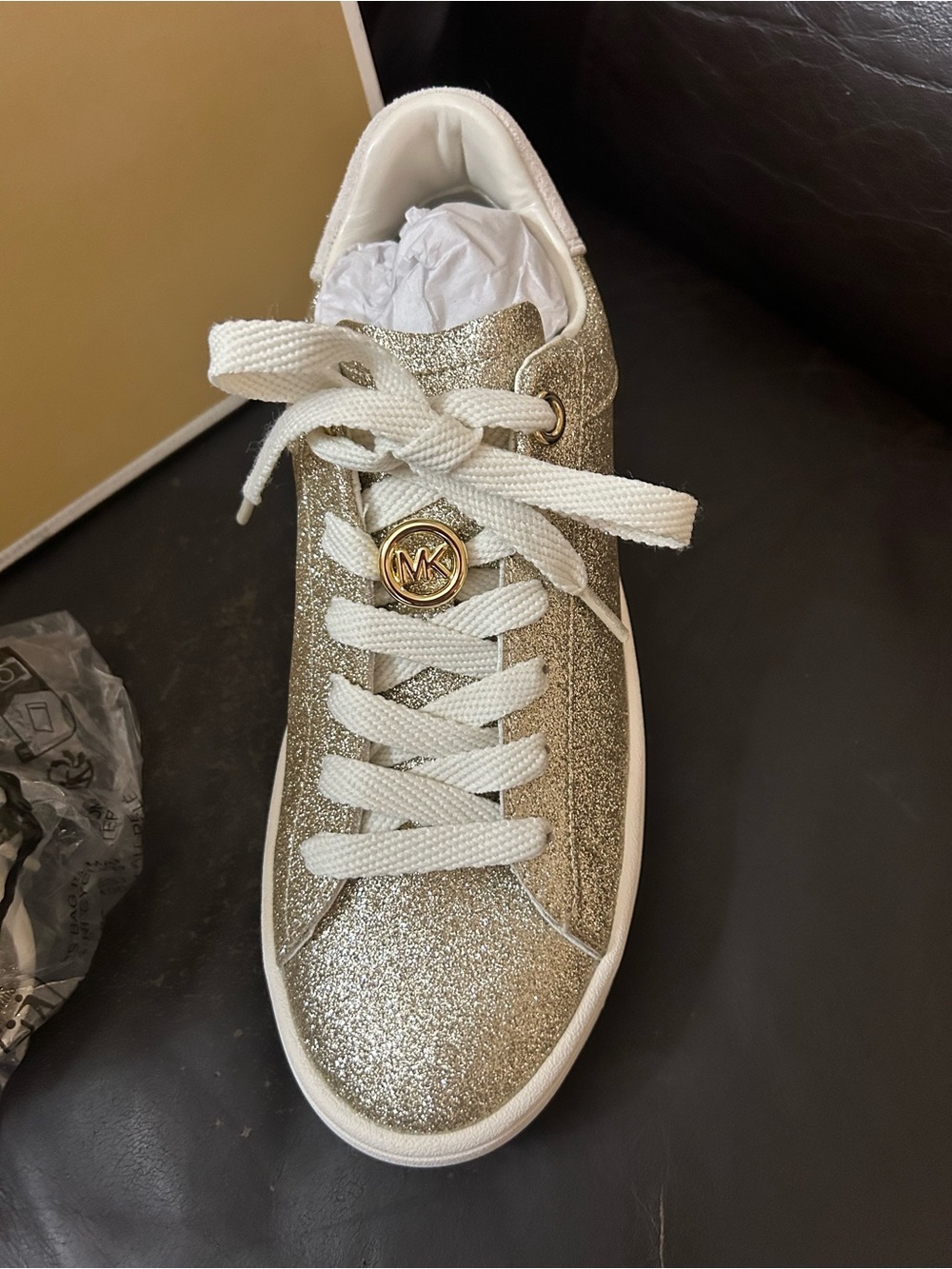 MICHAEL KORS Glittery Gold Low-Top Lace-Up Sneaker
